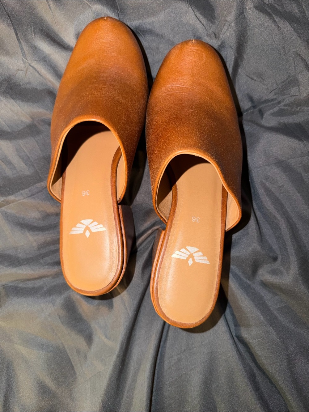 FORTRESS OF INCA Tan Leather Slide Mules